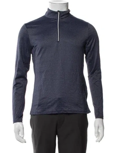 Pre-owned Kjus Striped Mock Neck T-shirt In Blue
