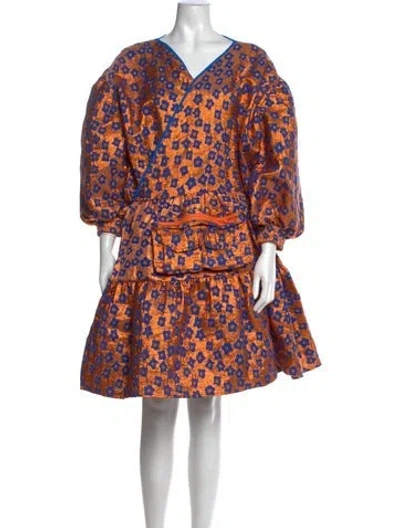 Pre-owned Kkco Floral Print Mini Dress In Orange