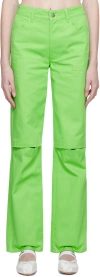 Kkco Green Slit Trousers In Key Lime