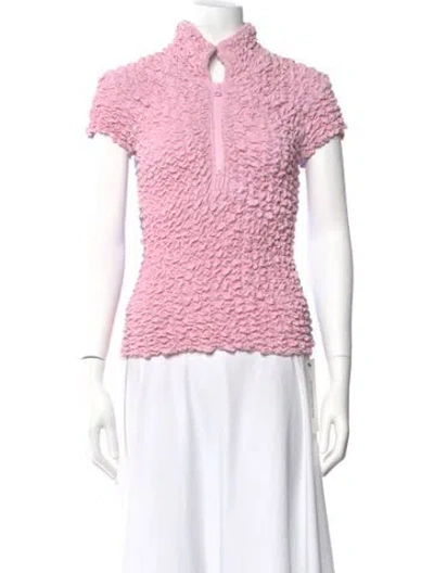 Pre-owned Kkco Nylon Mock Neck Top In Pink