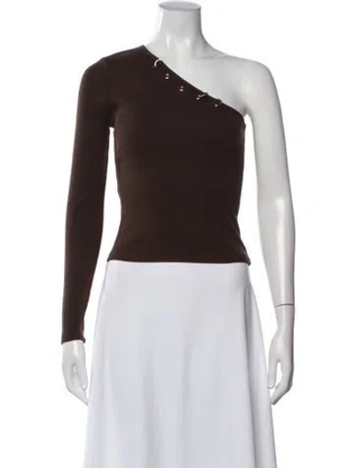 Pre-owned Kkco One-shoulder Long Sleeve Top In Brown
