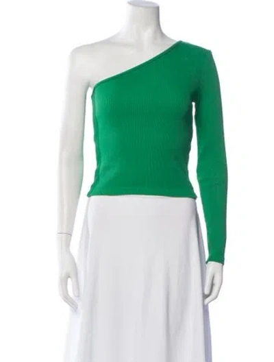 Pre-owned Kkco One-shoulder Long Sleeve Top In Green