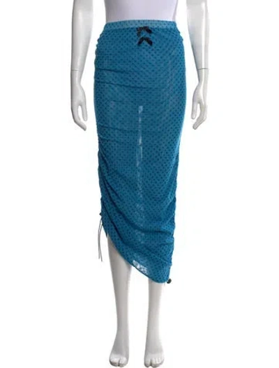 Pre-owned Kkco Polka Dot Print Long Skirt In Blue