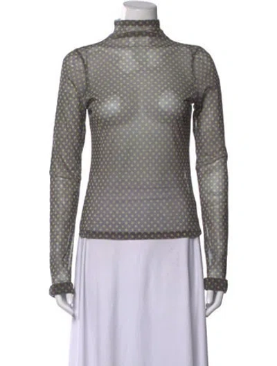 Pre-owned Kkco Polka Dot Print Mock Neck Top In Grey