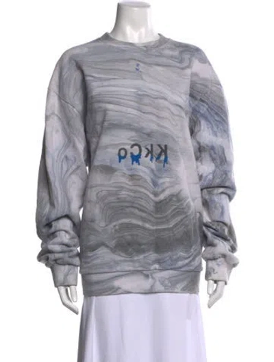 Pre-owned Kkco Printed Crew Neck Sweatshirt In Grey