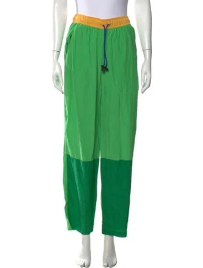 Pre-owned Kkco Silk Straight Leg Pants In Green