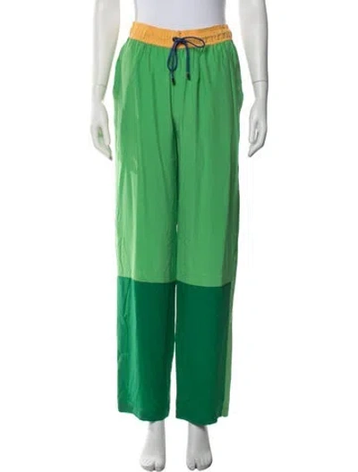 Pre-owned Kkco Silk Wide Leg Pants In Green