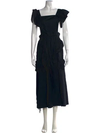 Pre-owned Kkco Square Neckline Long Dress In Black