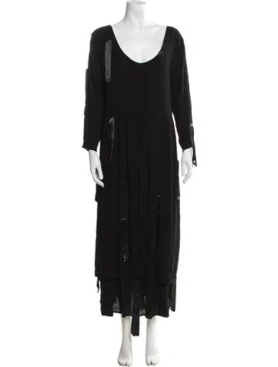 Pre-owned Kkco V-neck Long Dress In Black