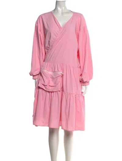 Pre-owned Kkco V-neck Midi Length Dress W/ Tags In Pink