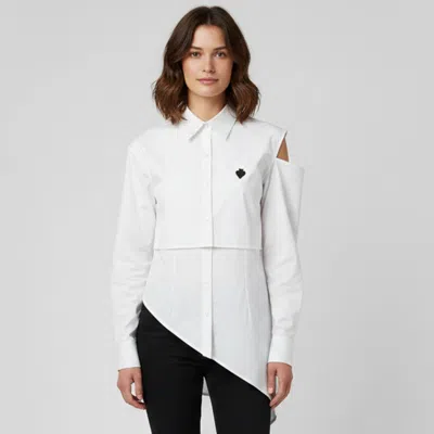 Pre-owned Kkoncept White Cotton Poplin Asymmetric Layered Blouse Xs