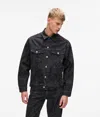 Kl Jeans All-over Monogram Denim Jacket In Black