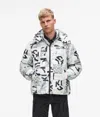 Kl Jeans All-over Monogram Puffer Jacket In Blue
