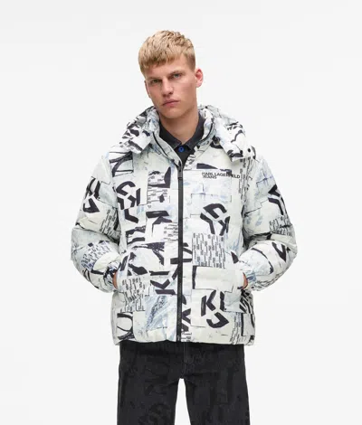 Kl Jeans All-over Monogram Puffer Jacket In Blue
