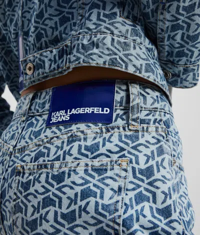 Kl Jeans All-over-print Mom Jeans In Blue