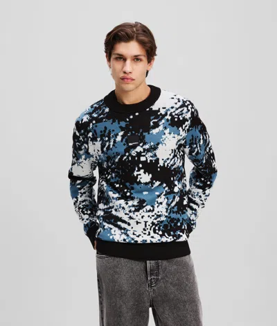 Kl Jeans All-over Print Sweater In Blue