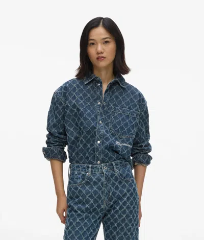 Kl Jeans Argyle Denim Shirt In Multi