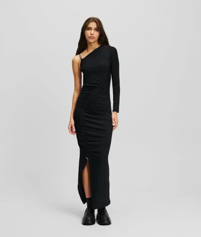 Kl Jeans Asymmetric Ruched Maxi Dress