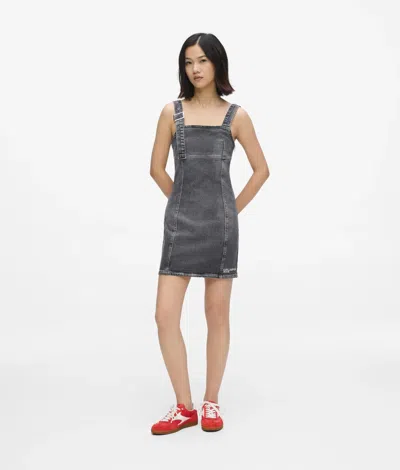 Kl Jeans Belted Denim Dress In Gray