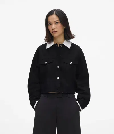 Kl Jeans Black And White Canvas Jacket