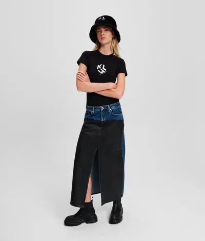 Kl Jeans Blocked Denim Skirt