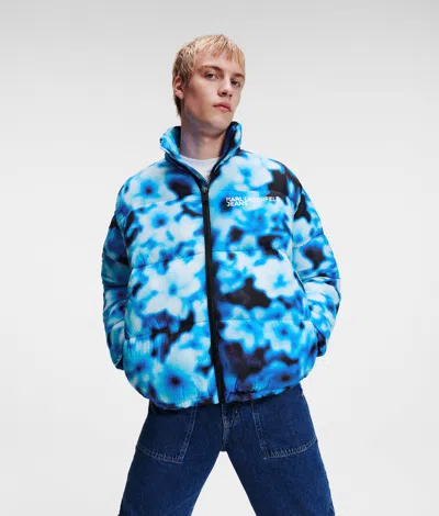 Kl Jeans Blurred Puffer Jacket In Blue