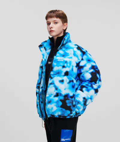 Kl Jeans Blurred Puffer Jacket In Blue