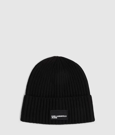 Kl Jeans Bonnet Avec Écusson À Logo In Black