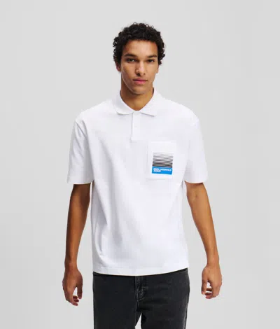 Kl Jeans Box Fade Logo Polo Shirt In White