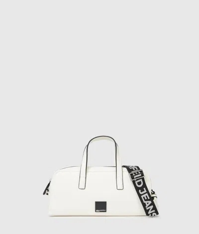 Kl Jeans Box Logo Bowling Bag In White