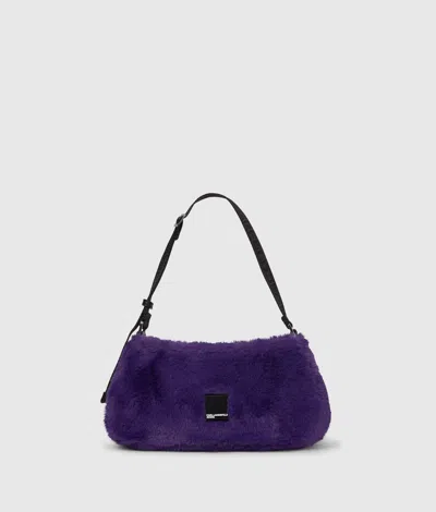 Kl Jeans Box Logo Furry Shoulder Bag In Prism Violet
