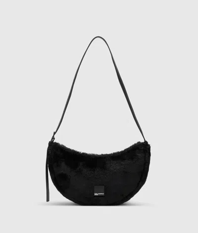 Kl Jeans Box Logo Furry Slingbag In Black