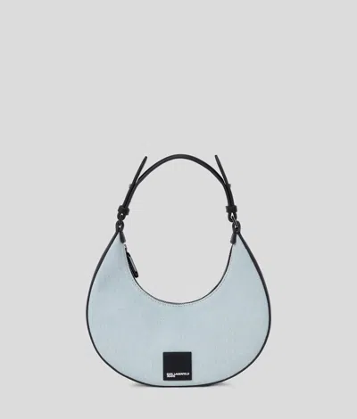 Kl Jeans Box Logo Half-moon Shoulder Bag In Blue
