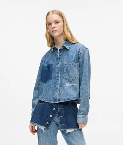 Kl Jeans Boxy Denim Shirt In Blue