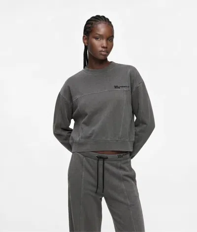 Kl Jeans Boxy Washed Sweatshirt In Gray