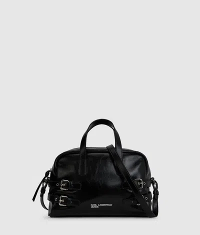 Kl Jeans Buckle Bowling Bag In Black