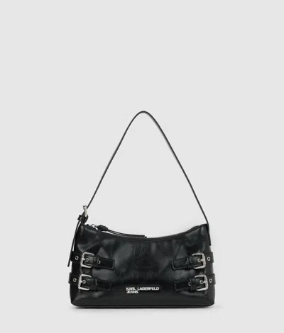 Kl Jeans Buckle Shoulder Bag In Black