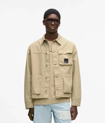 Kl Jeans Canvas Utility Jacket In Sand