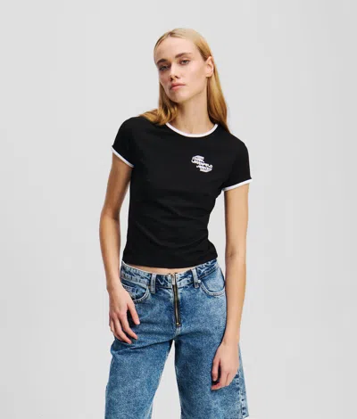 Kl Jeans Cap-sleeve T-shirt In Black