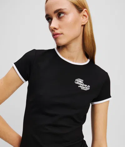 Kl Jeans Cap-sleeve T-shirt In Black
