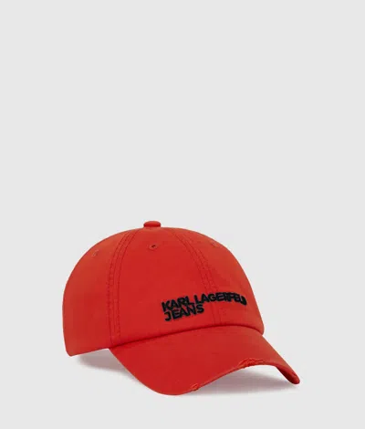 Kl Jeans Casquette À Logo Effet Usé In Red