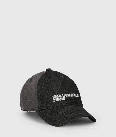 Kl Jeans Casquette En Denim Foncé Bicolore In Black