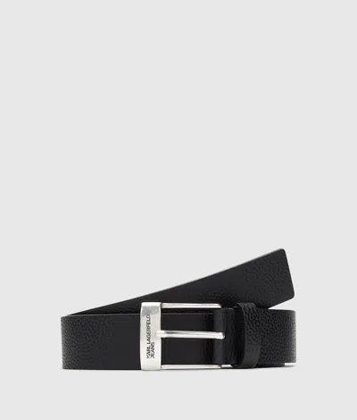 Kl Jeans Ceinture En Cuir À Boucle Carrée In Noir