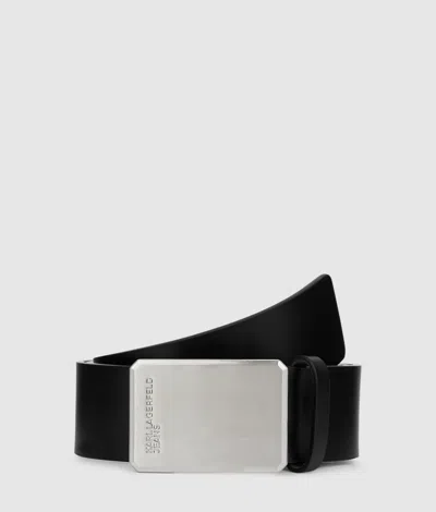 Kl Jeans Ceinture En Cuir Avec Logo In Black