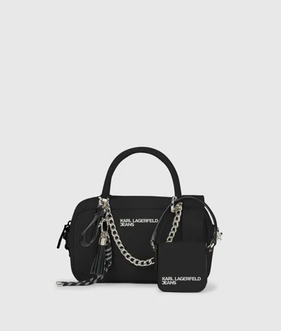 Kl Jeans Charms Top-handle Crossbody Bag In Black