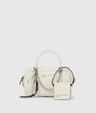 Kl Jeans Charms Top-handle Crossbody Bag In Off White
