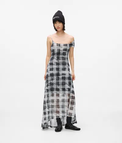 Kl Jeans Checked Mesh Maxi Dress