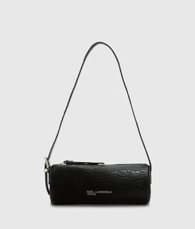 Kl Jeans City Textured Barrel Bag In Black