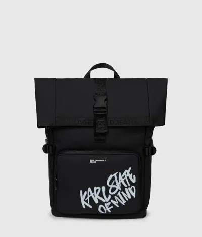 Kl Jeans Coated Karl Quote Backpack In Black
