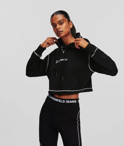 Kl Jeans Contrast Stitch Cropped Hoodie